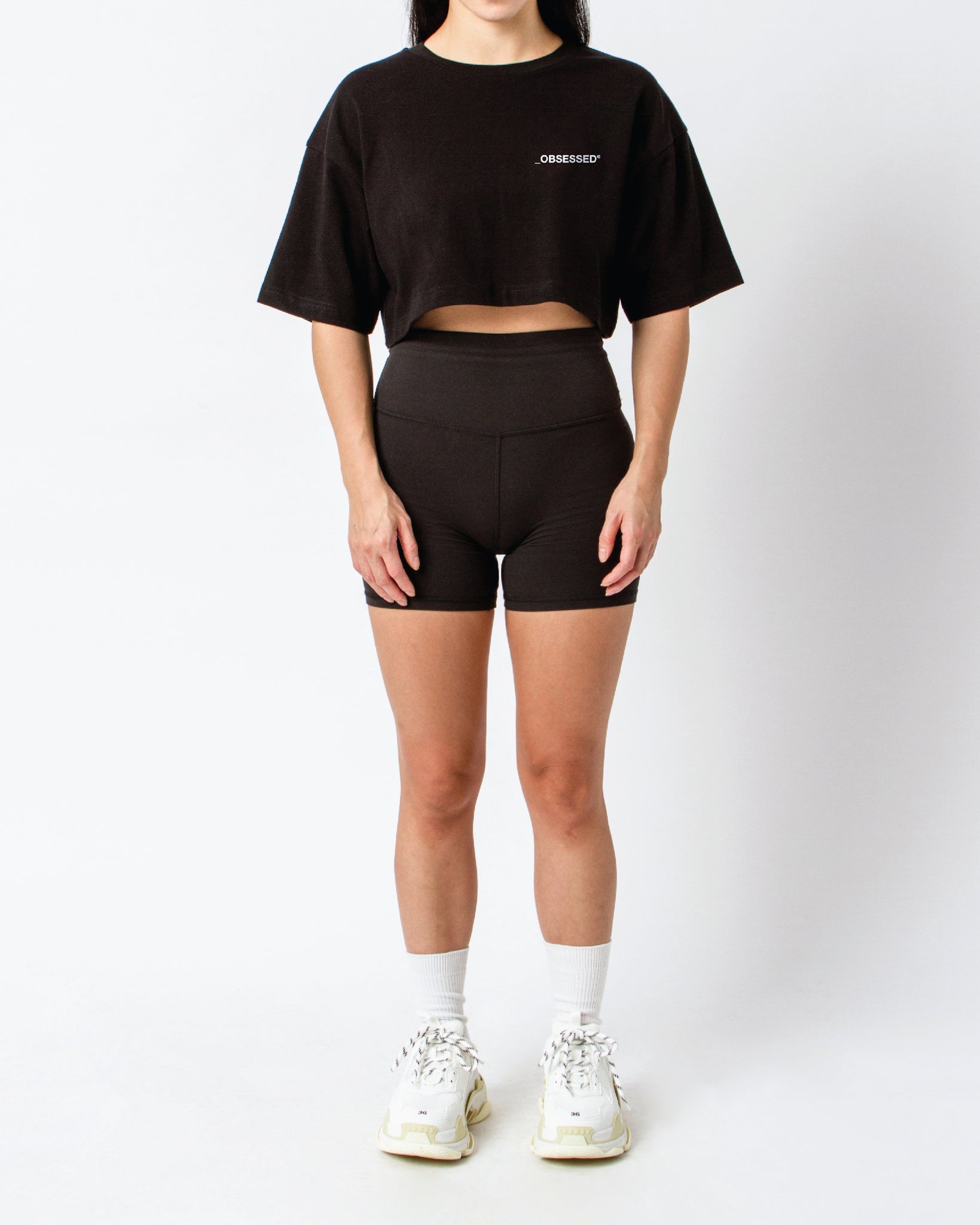Obsessed Womens Cropped Logo T-Shirt (Black)